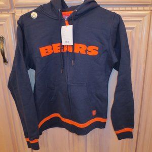 NFL For Her Chicago Bears Navy Blue Zip-Front Hoodie (173)